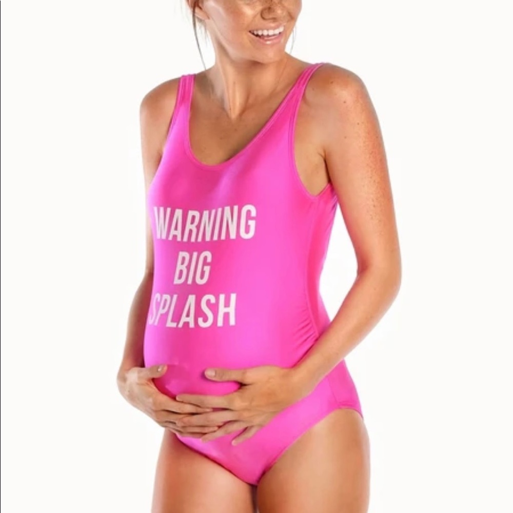 PINK MATERNITY SWIMSUIT FUNNY